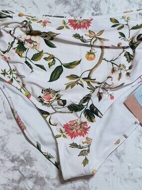 Shade & Shore Women's Leaf Print High Waist Bikini Bottom Size Medium (8-10)